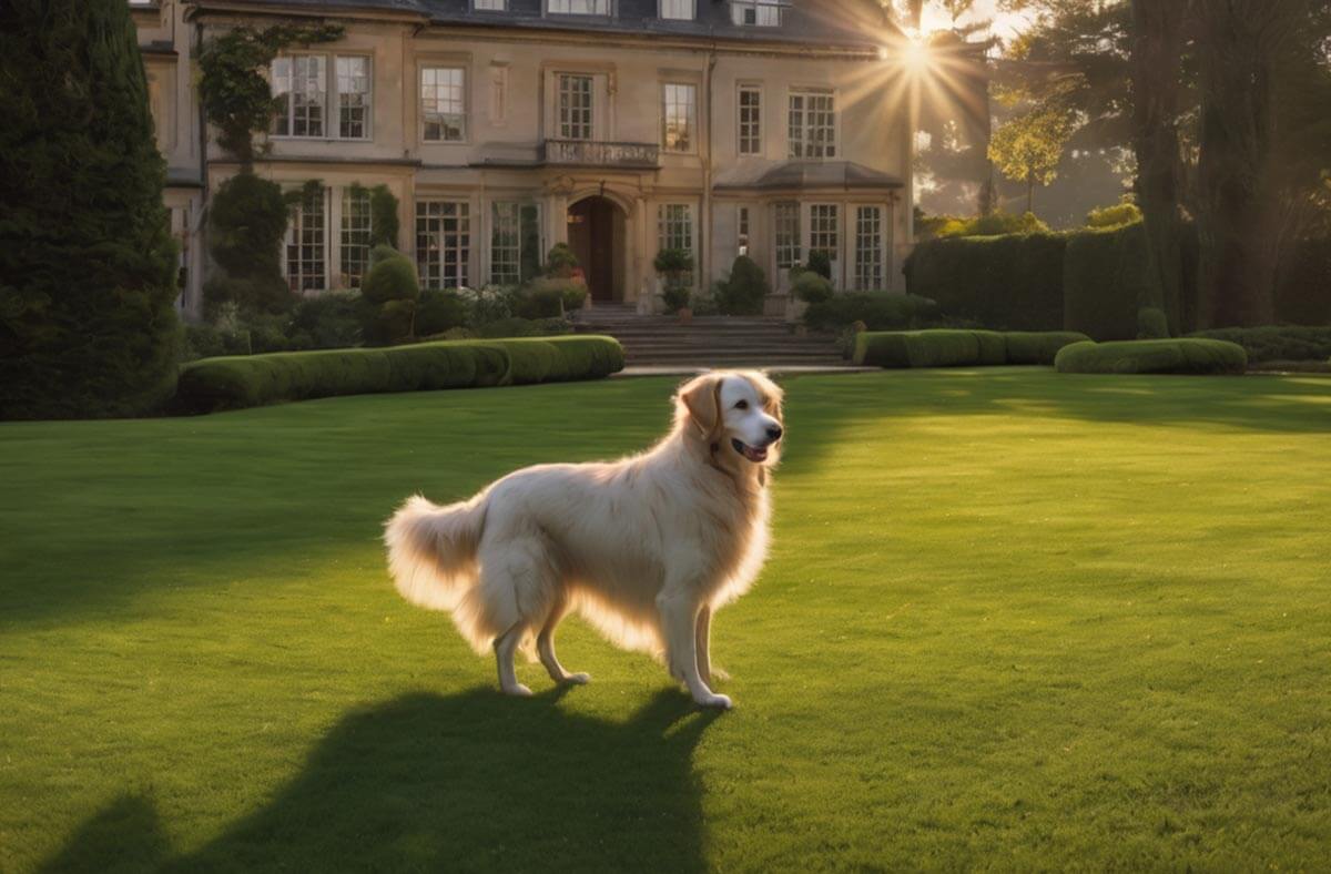 kosenie trávnika a pes